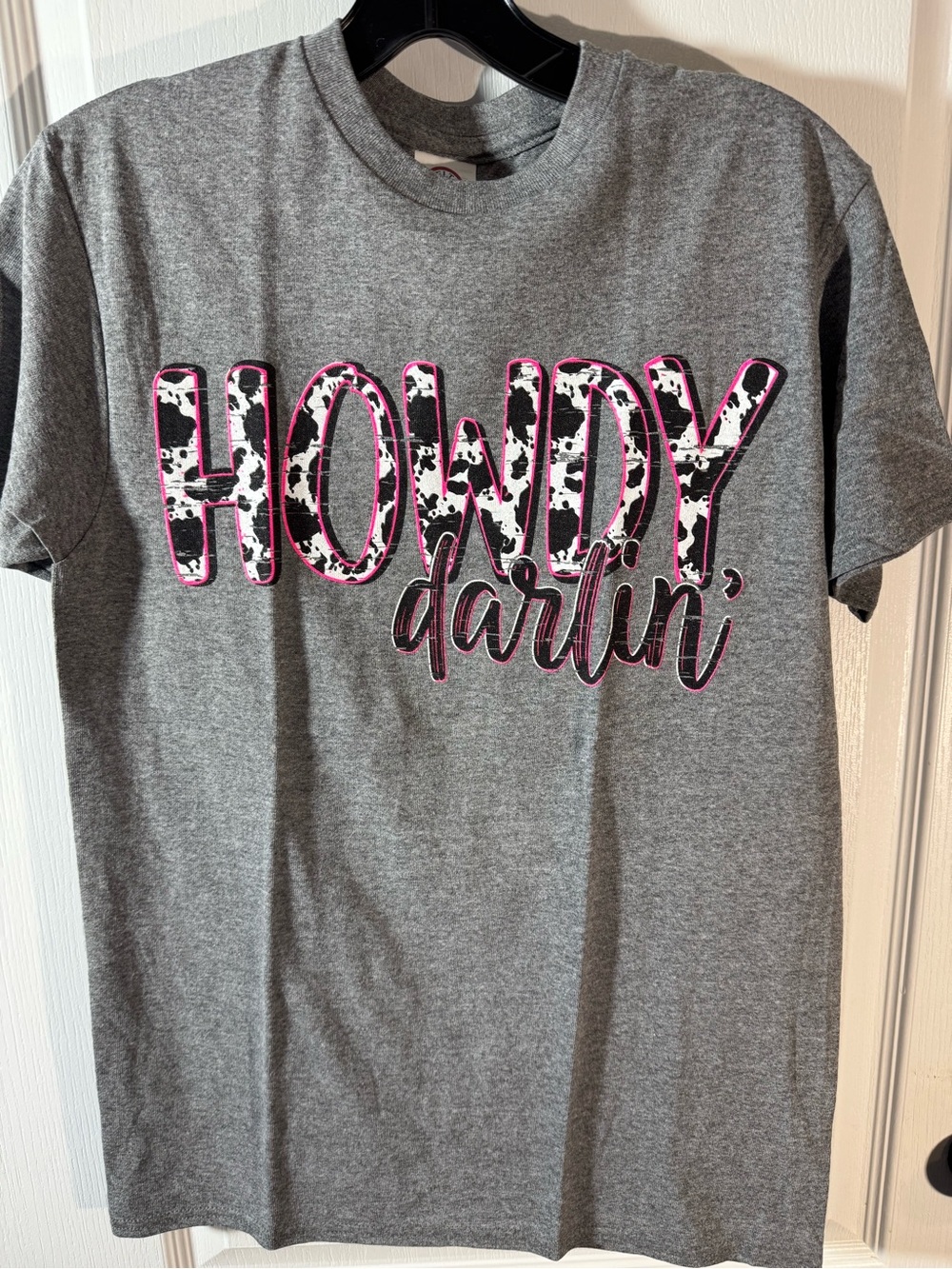 Howdy Darlin' Graphic Tee - Gray with Pink Accent